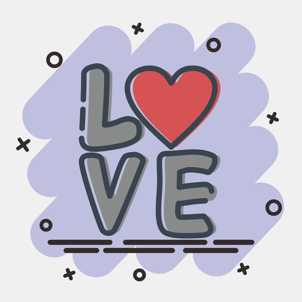 Icon love. Valentine day celebration elements. Icons in comic style. Good for prints, posters, logo, party decoration, greeting card, etc. vector