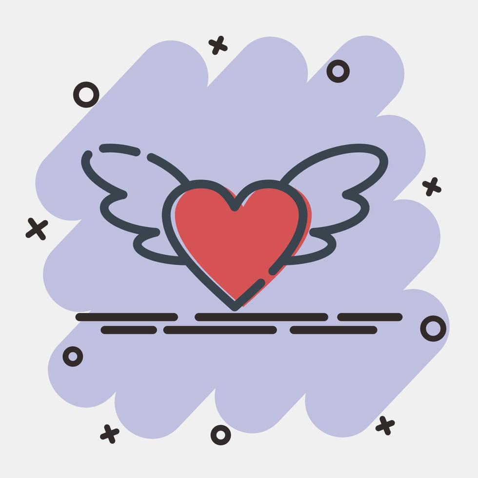 Icon heart with wings. Valentine day celebration elements. Icons in comic style. Good for prints, posters, logo, party decoration, greeting card, etc. vector