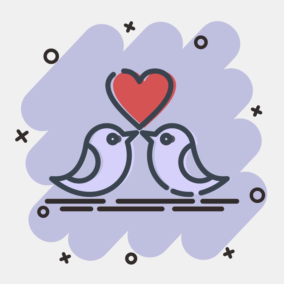 Icon love doves. Valentine day celebration elements. Icons in comic style. Good for prints, posters, logo, party decoration, greeting card, etc. vector
