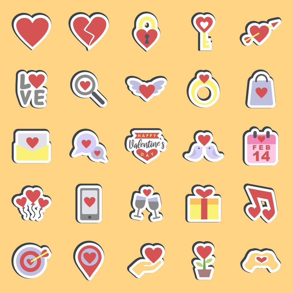 Sticker set of valentine day. Valentine day celebration elements. Good for prints, posters, logo, party decoration, greeting card, etc. vector