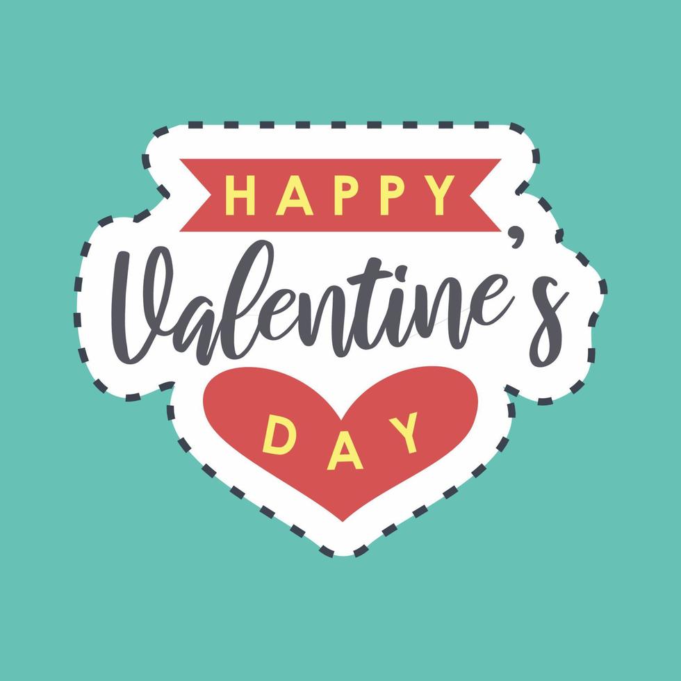 Sticker line cut happy valentine day. Valentine day celebration elements. Good for prints, posters, logo, party decoration, greeting card, etc. vector