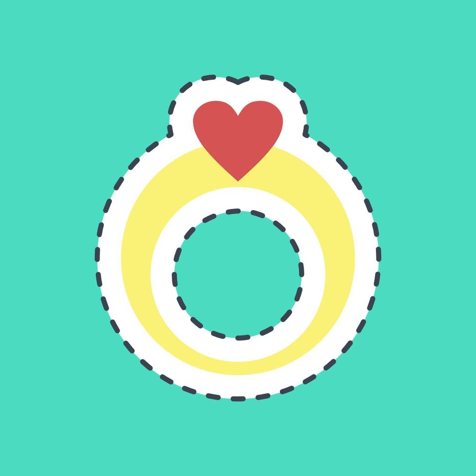 Sticker line cut ring. Valentine day celebration elements. Good for prints, posters, logo, party decoration, greeting card, etc. vector