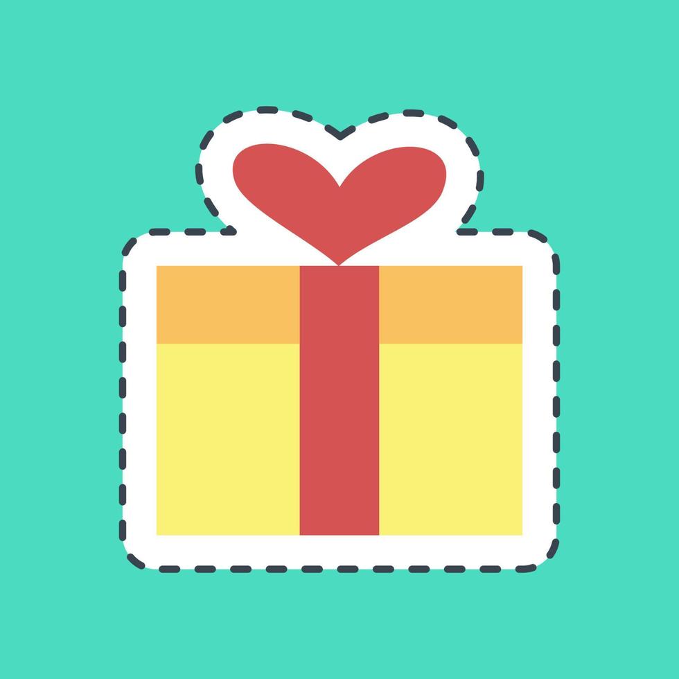 Sticker line cut valentine gift. Valentine day celebration elements. Good for prints, posters, logo, party decoration, etc. vector