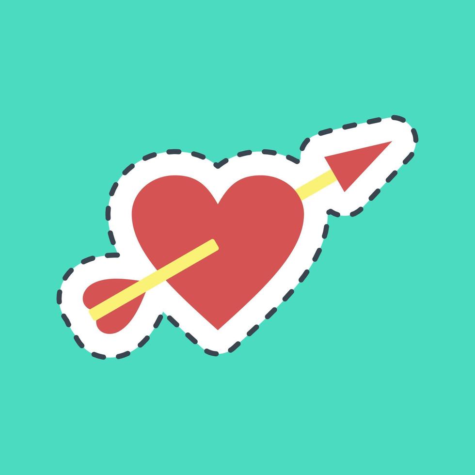 Sticker line cut heart with arrow. Valentine day celebration elements. Good for prints, posters, logo, party decoration, greeting card, etc. vector