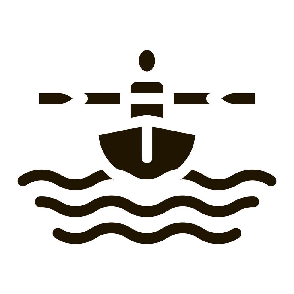 Man in Boat with Oar Canoeing Icon Vector Illustration