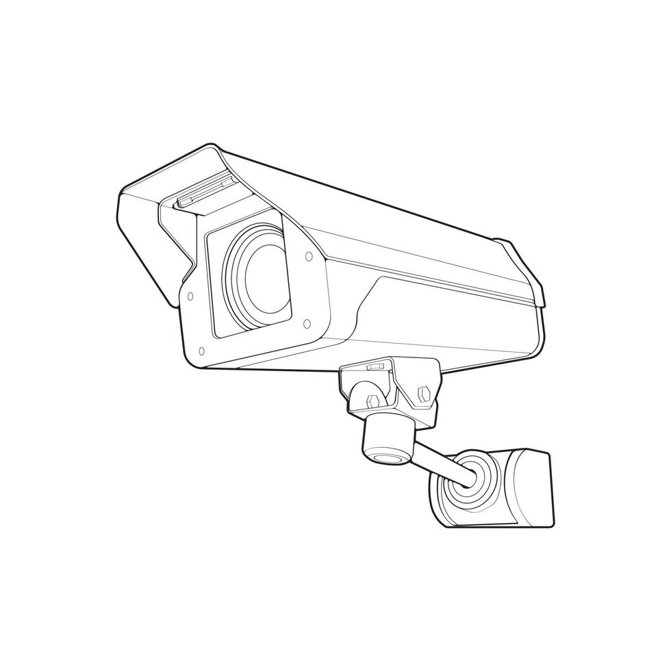 Cctv in line art vector style, isolated on white background. Cctv in line art vector style for coloring book.