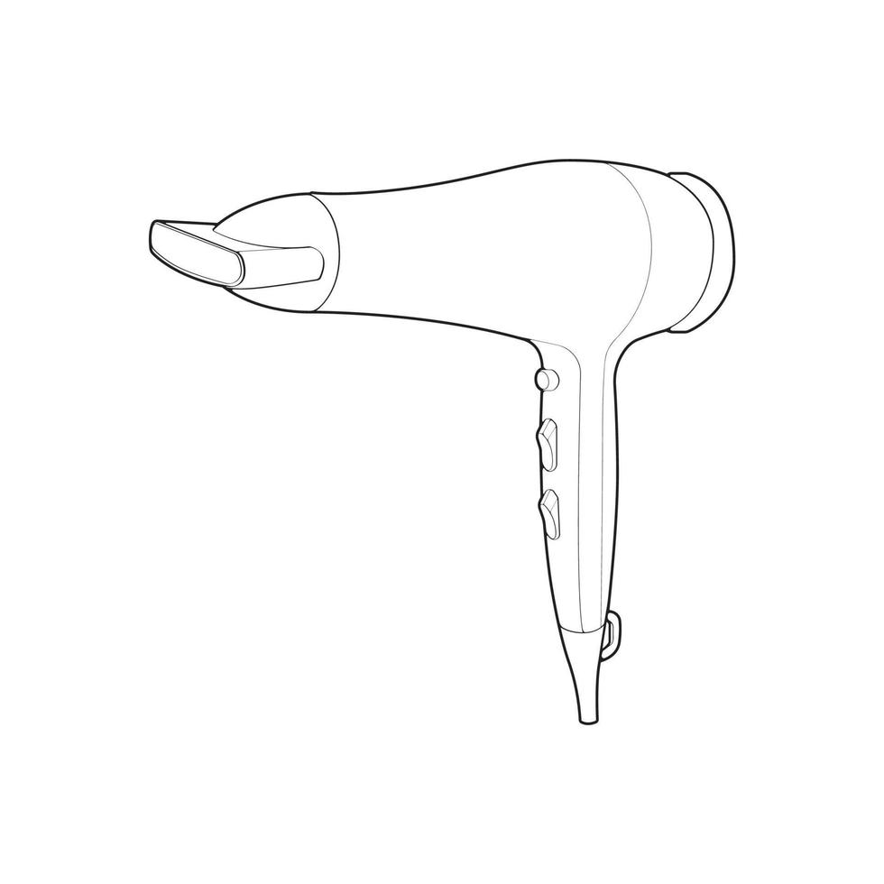 hair dryer line art vector hand drawing, isolated, vector for coloring book.