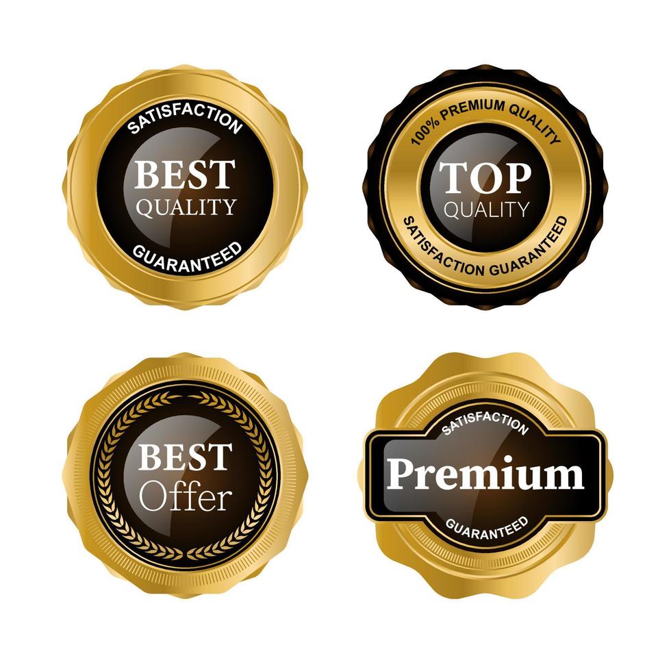 Collection of Elegant golden premium quality labels vector