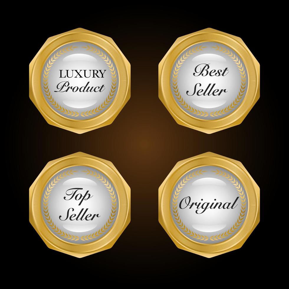 Collection of golden badges and labels retro style. vector illustration