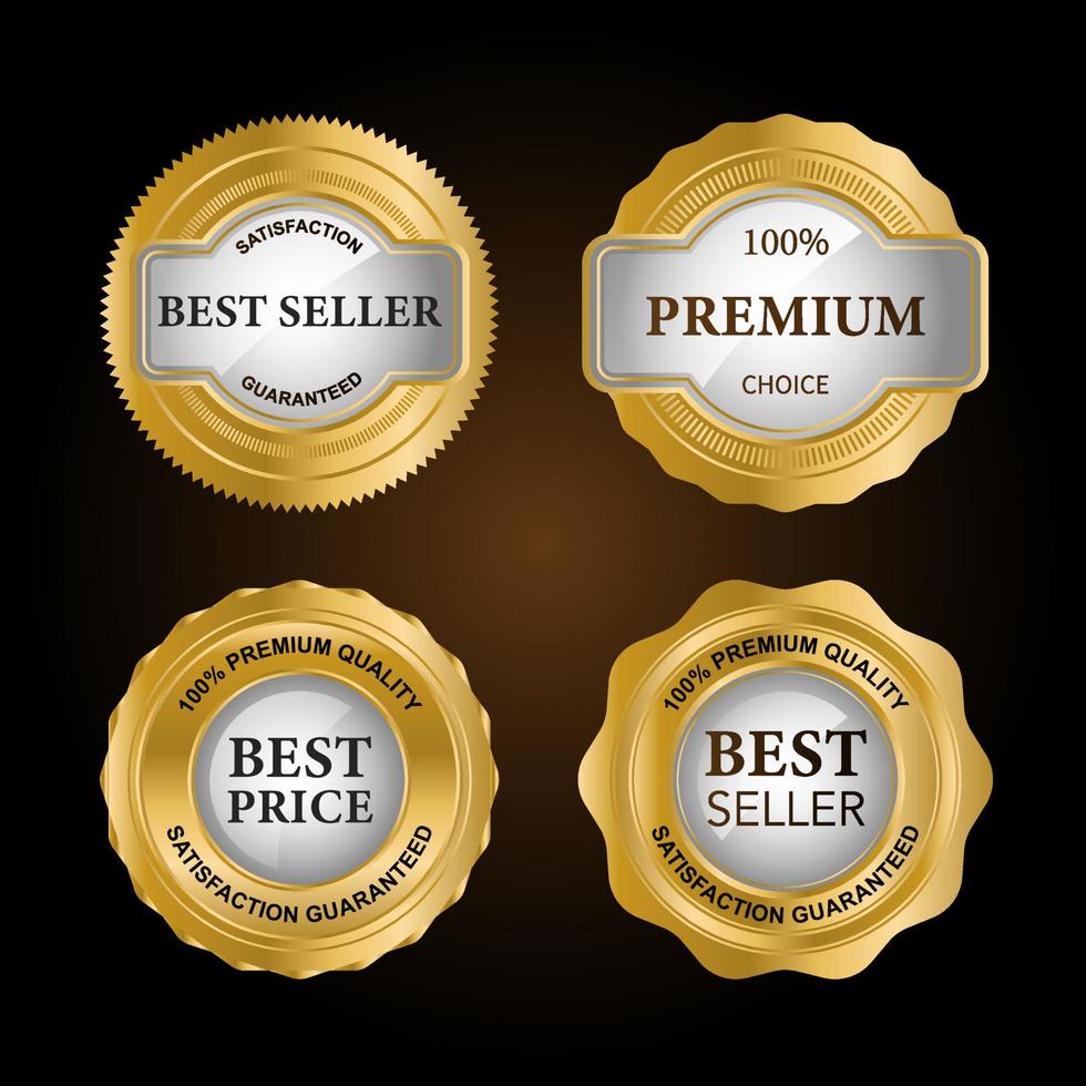 Collection of golden badges and labels retro style. vector illustration