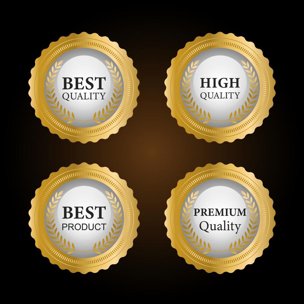 Collection of golden badges and labels retro style. vector illustration
