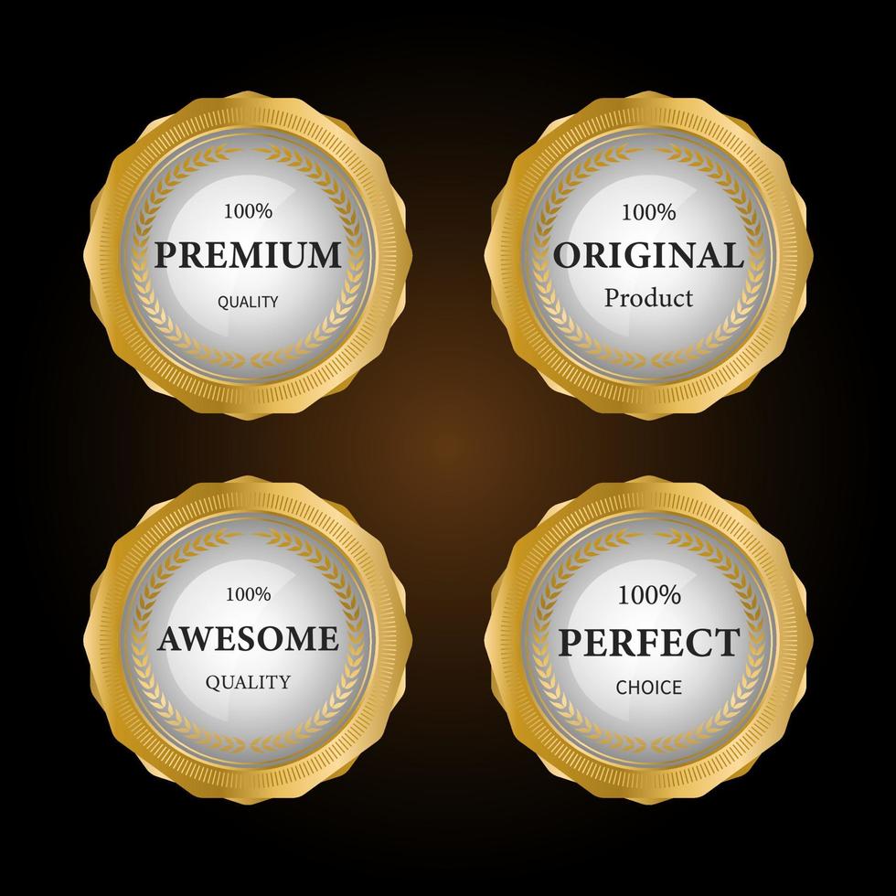 Collection of golden badges and labels retro style. vector illustration