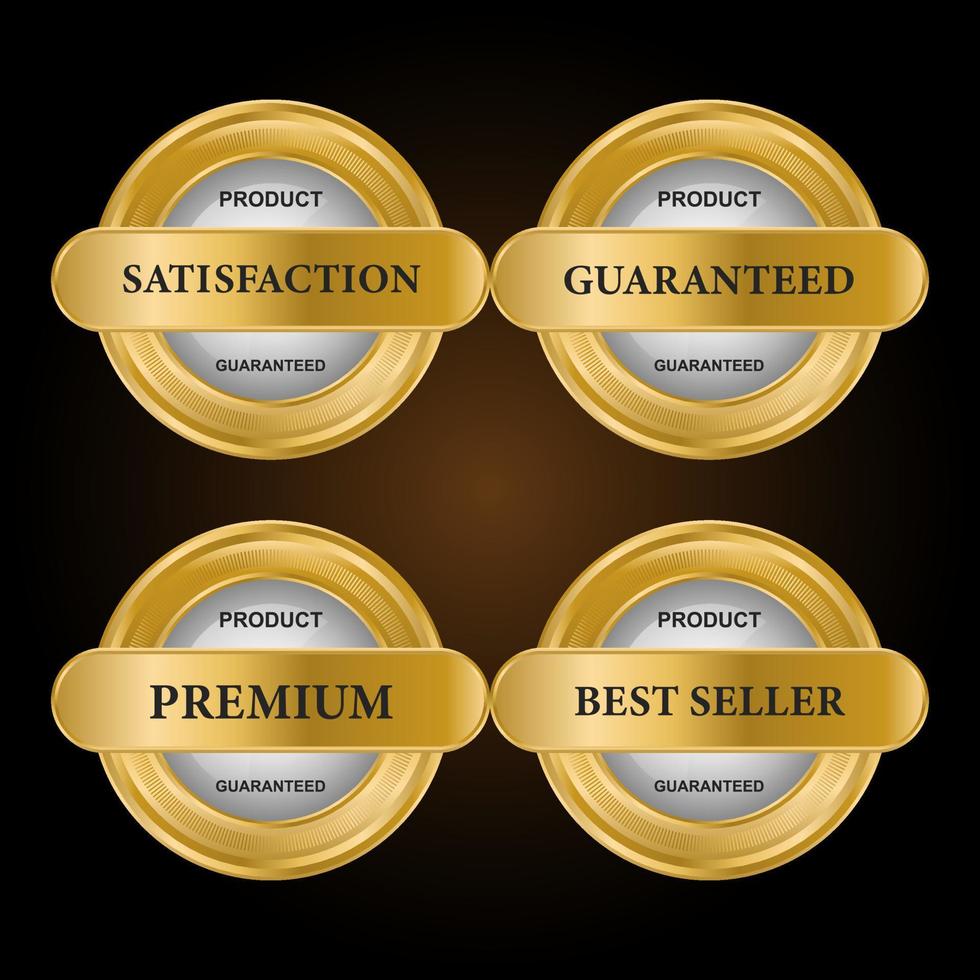 Luxury gold badges and labels premium quality product. vector illustration