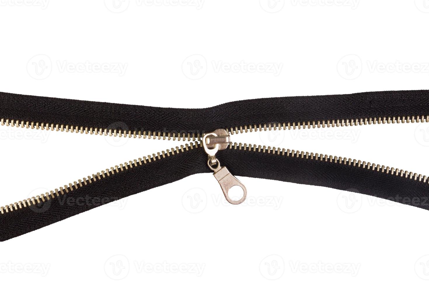 gray zipper isolated on white. empty blank for text. photo