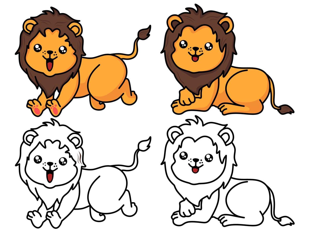 vector de león para colorear libro