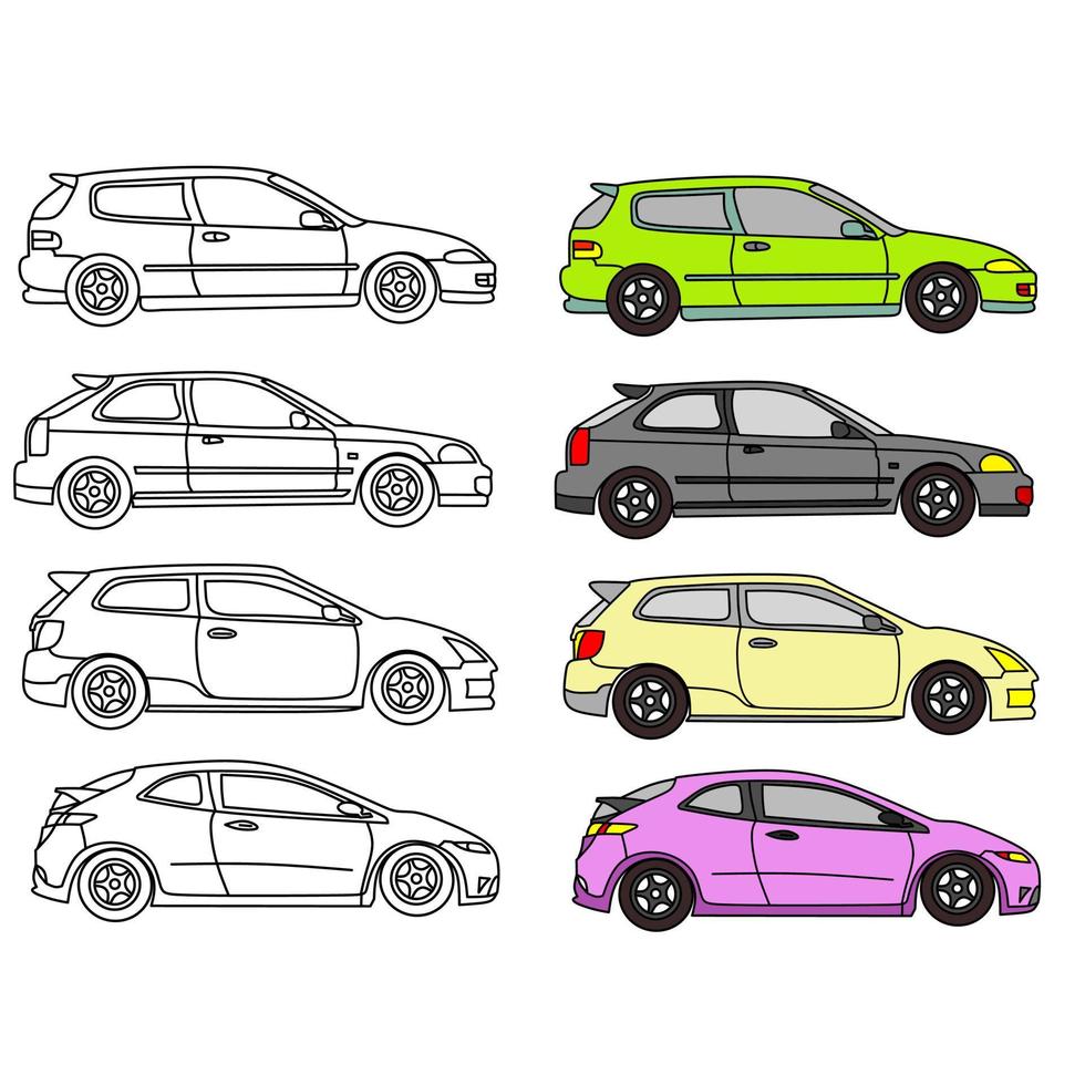 vector de coche para colorear página