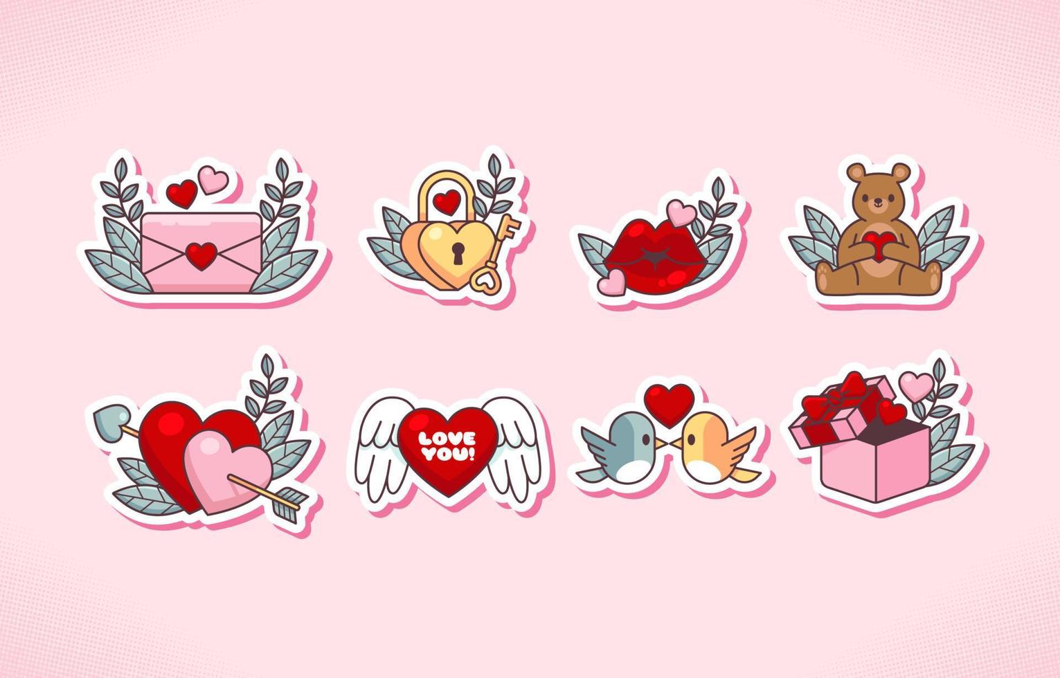 Valentine Iconic Sticker Collections vector