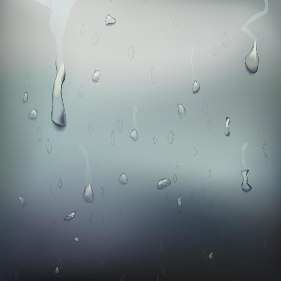 Wet Glass Vector. Drops On Window Glass. Wet Glass Surface. Realistic Illustration vector