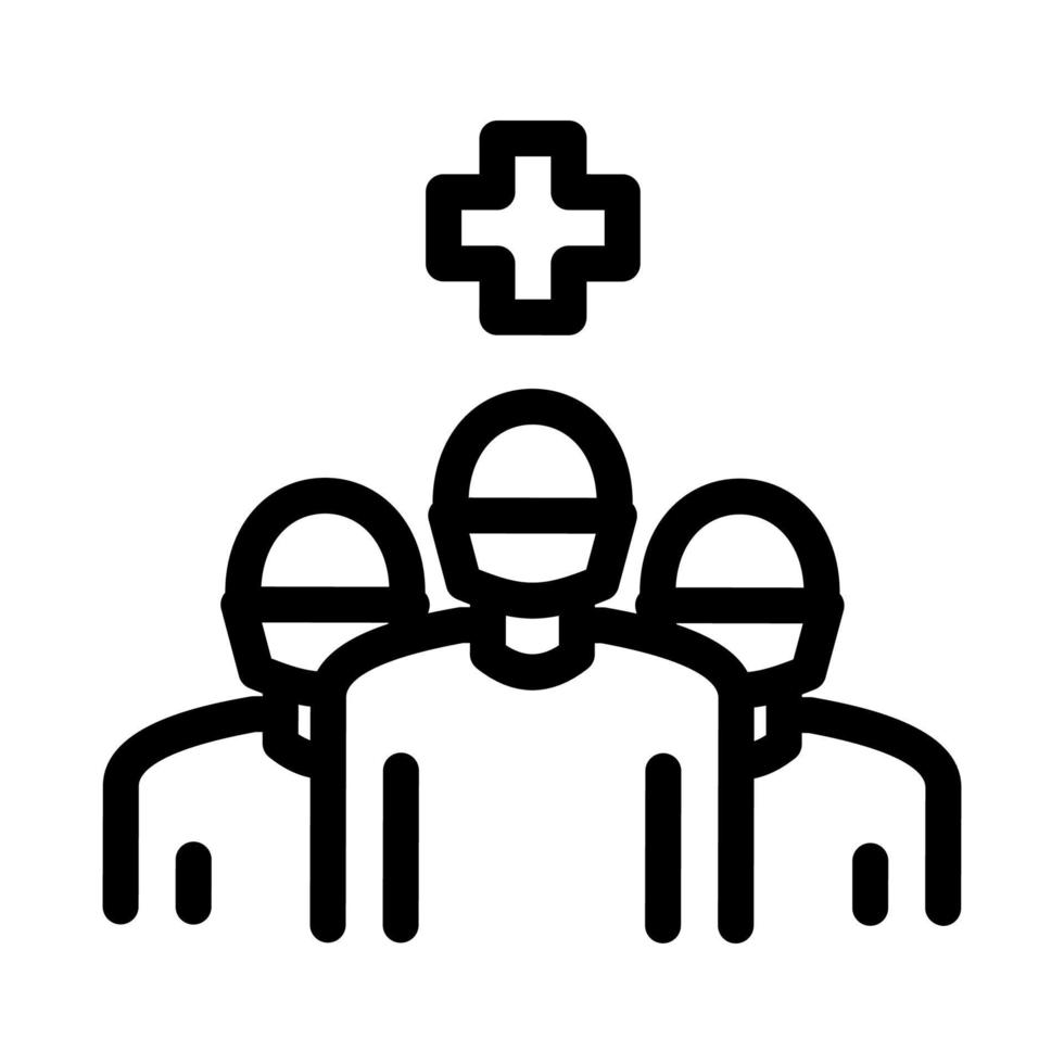 cirujano y enfermeras icono vector contorno ilustración