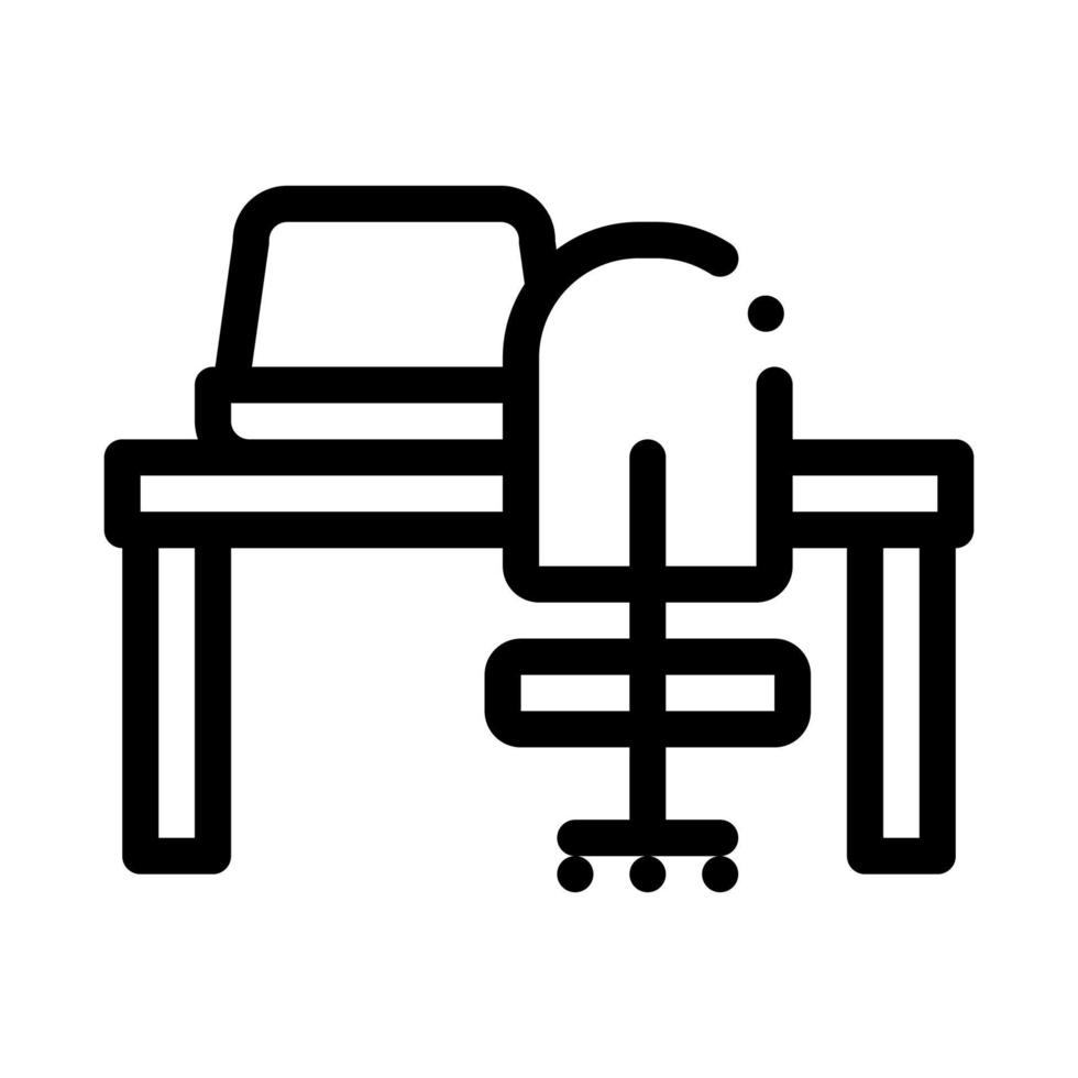 workplace table and chair icon vector outline illustration