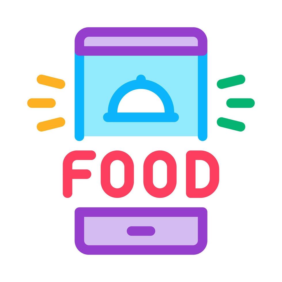 food delivery phone alarm icon vector outline illustration