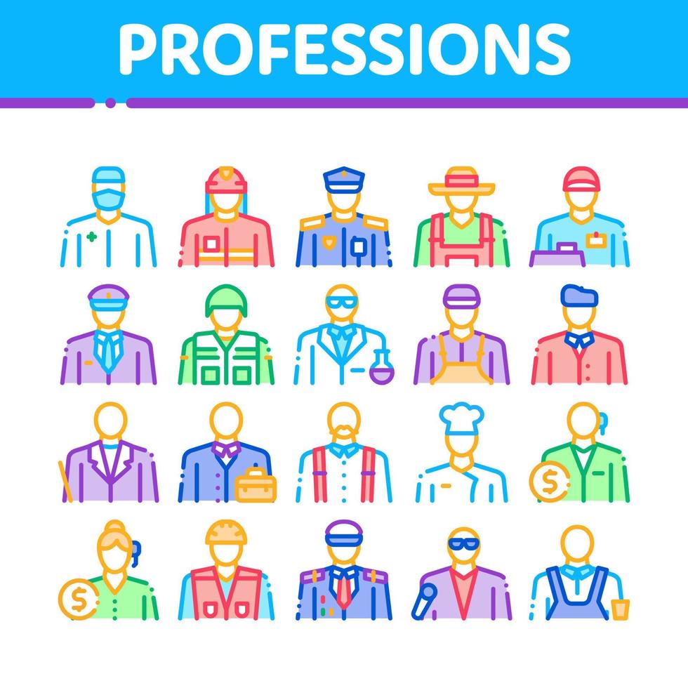 Professions People Collection Icons Set Vector