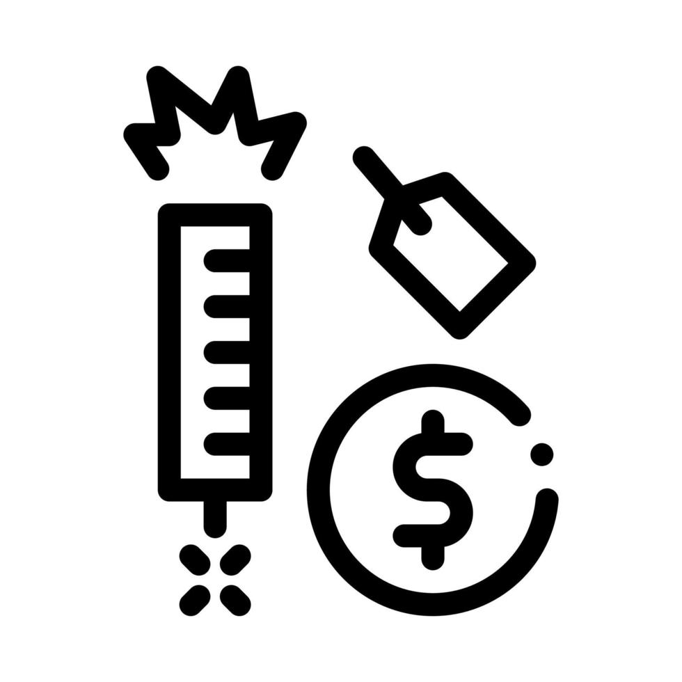 ilustración de contorno de vector de icono de precio de etiqueta de fuegos artificiales