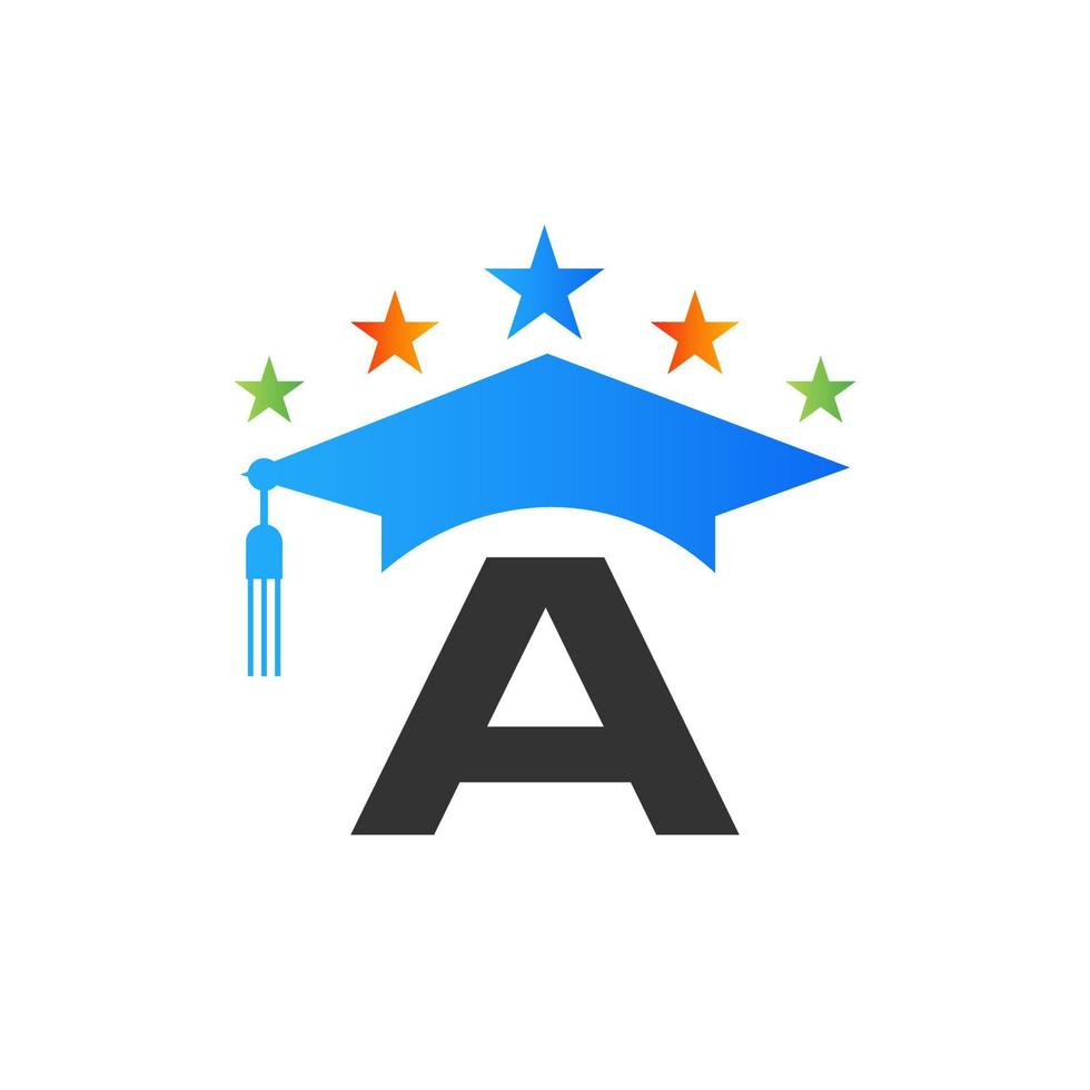 Education Logo Design Template With A Letter Graduate Hat Vector Template