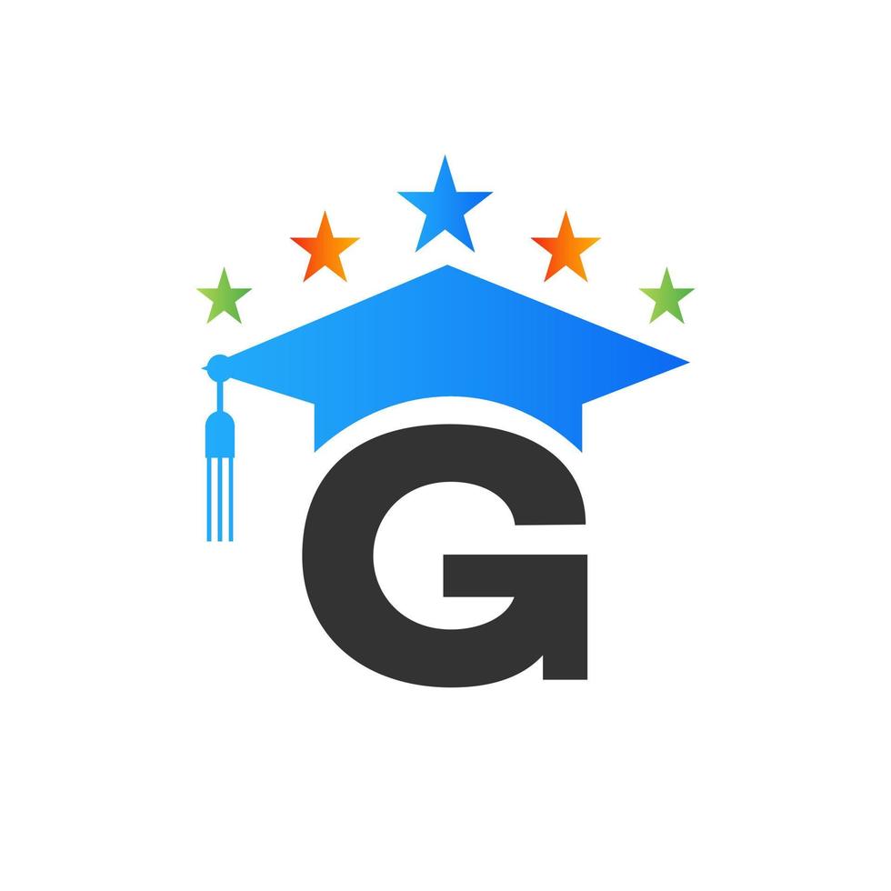 plantilla de diseño de logotipo de educación con plantilla de vector de sombrero de graduado de letra g