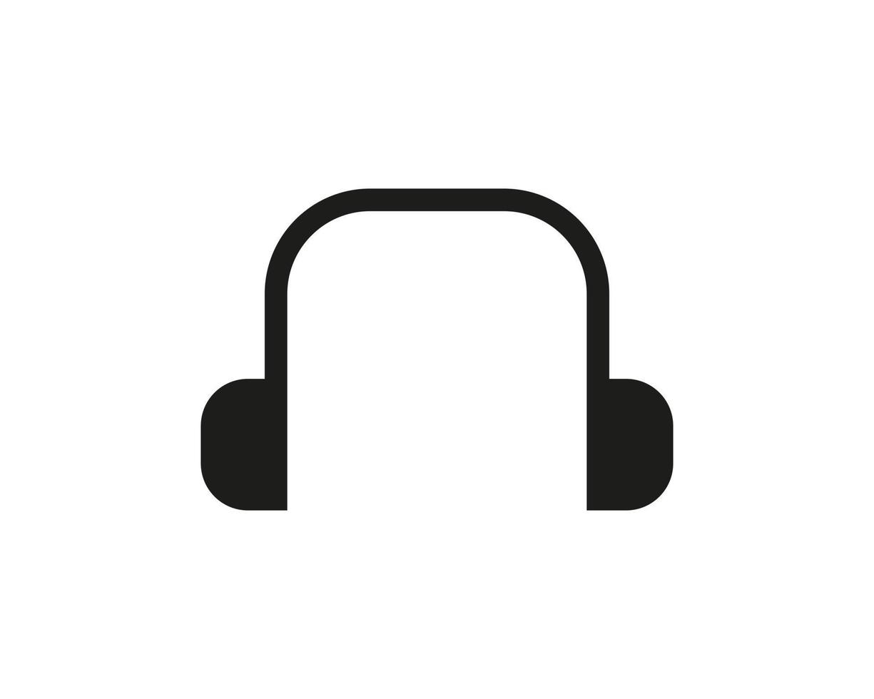 concepto de auriculares de diseño de logotipo de música y podcast de dj vector