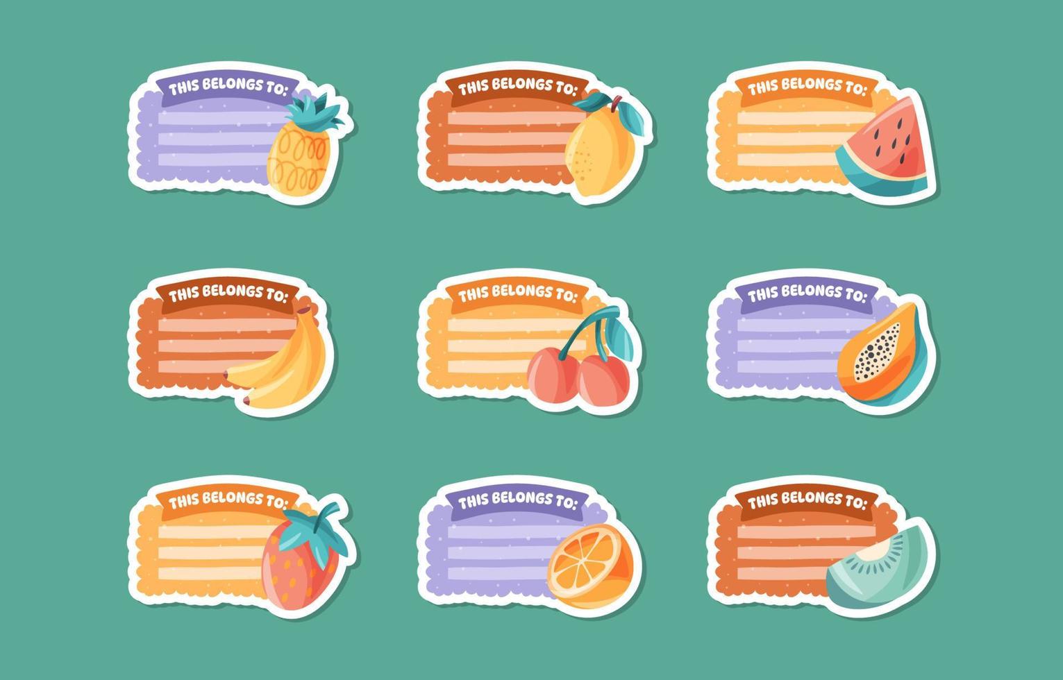 Belongs Sticker Label With Fresh Fruits Element vector