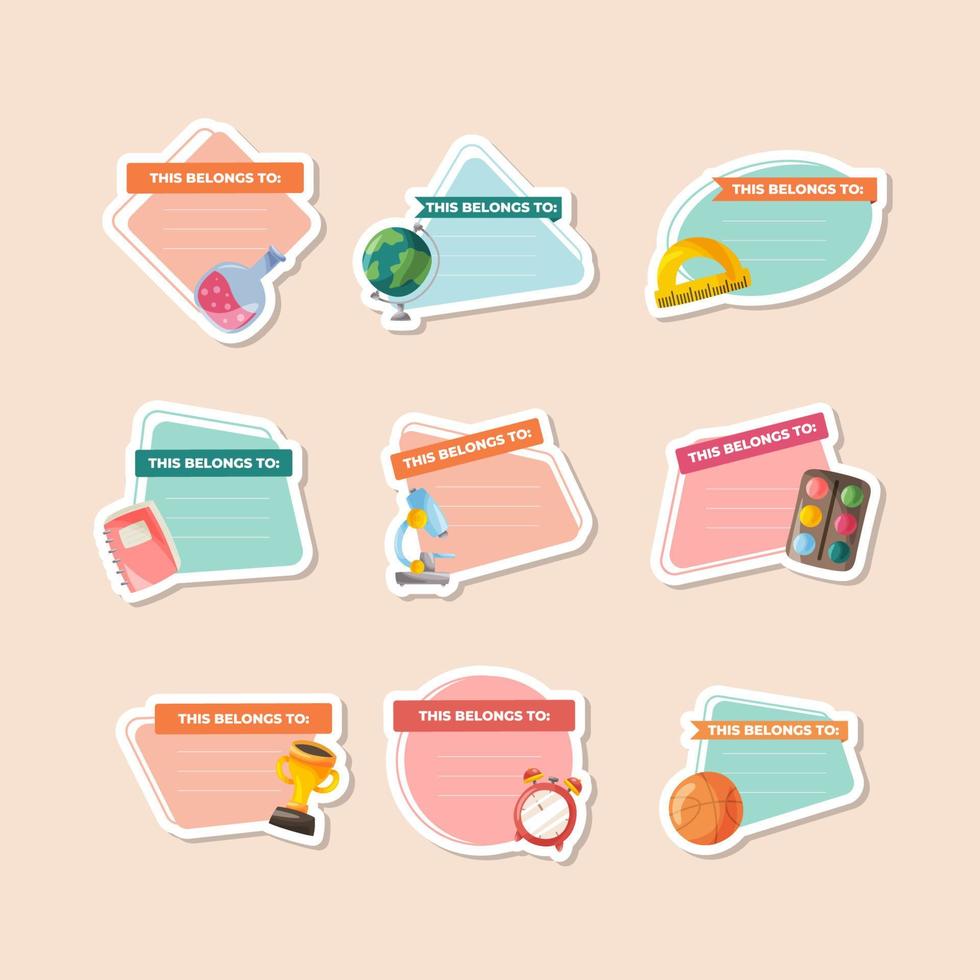 Belongs Sticker Label With Cute Element vector