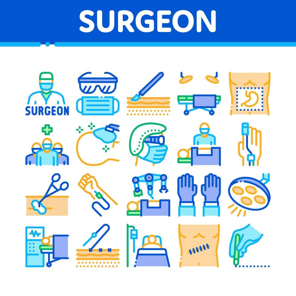 Surgeon Medical Doctor Collection Icons Set Vector