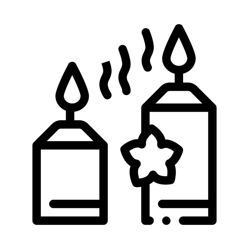 ilustración de contorno de vector de icono de velas ardientes aromáticas