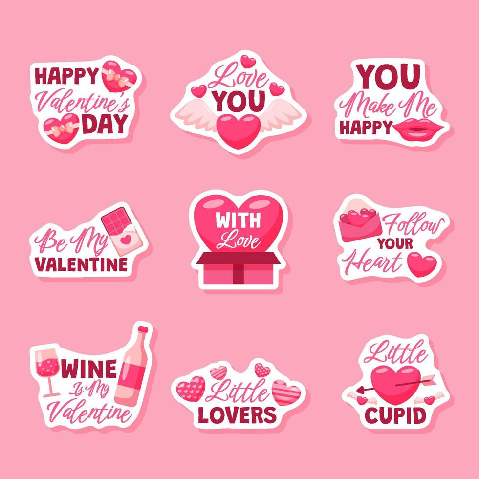 Valentine Greeting Stickers Collection vector