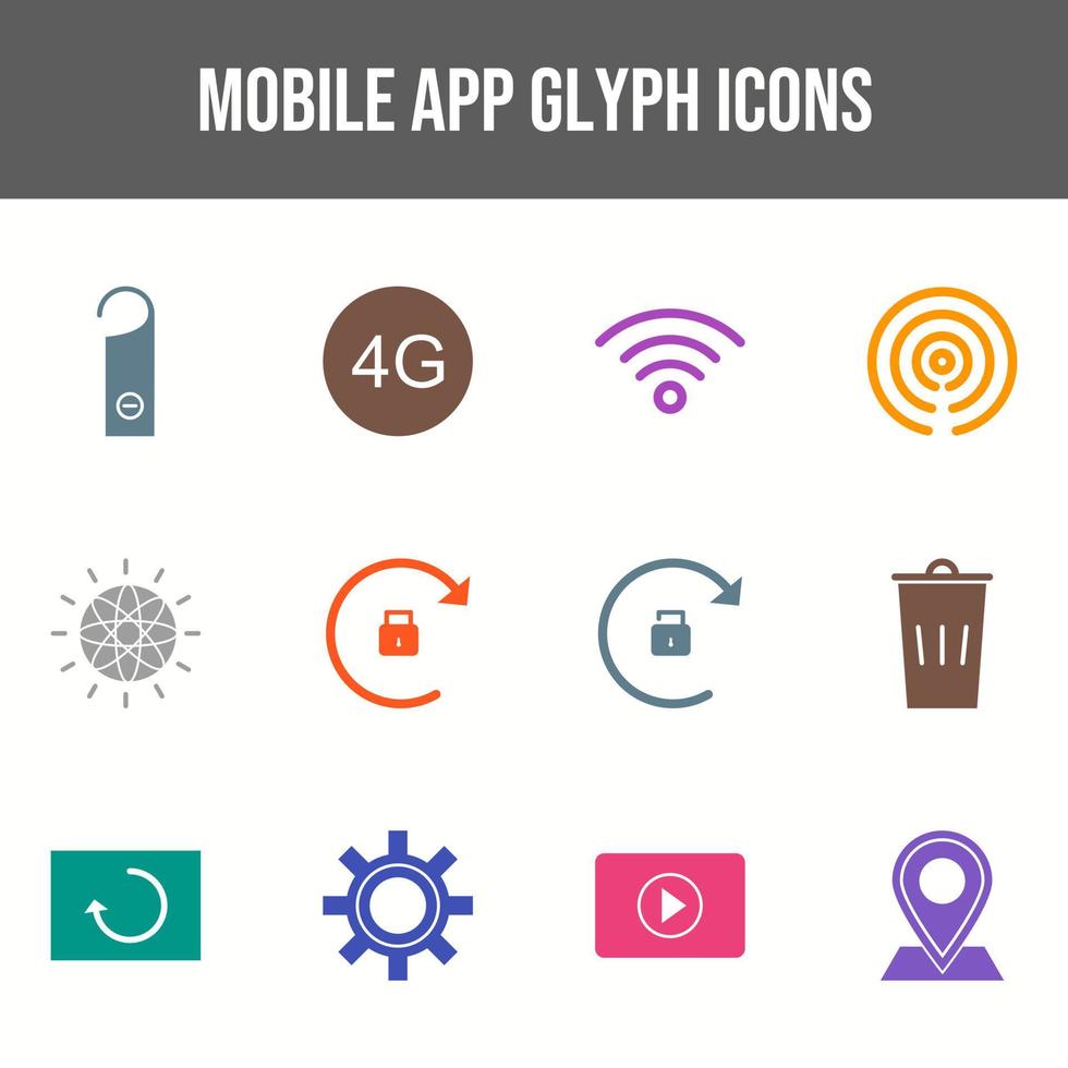 12 Mobile App Vector Icons in One Set