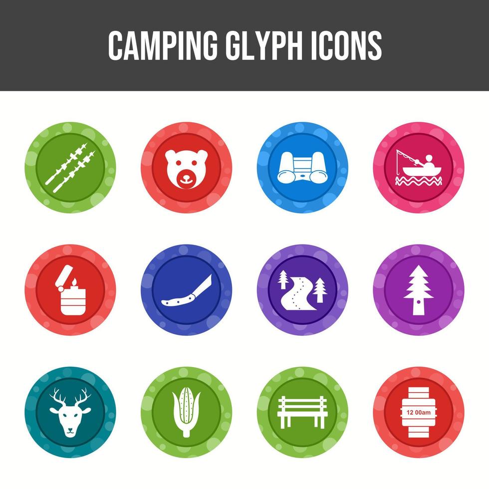 Beautiful Camping vector icon set
