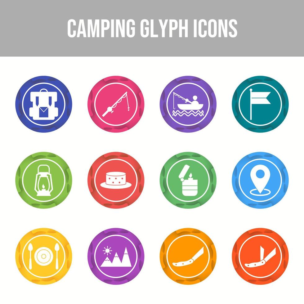 Beautiful Camping vector icon set