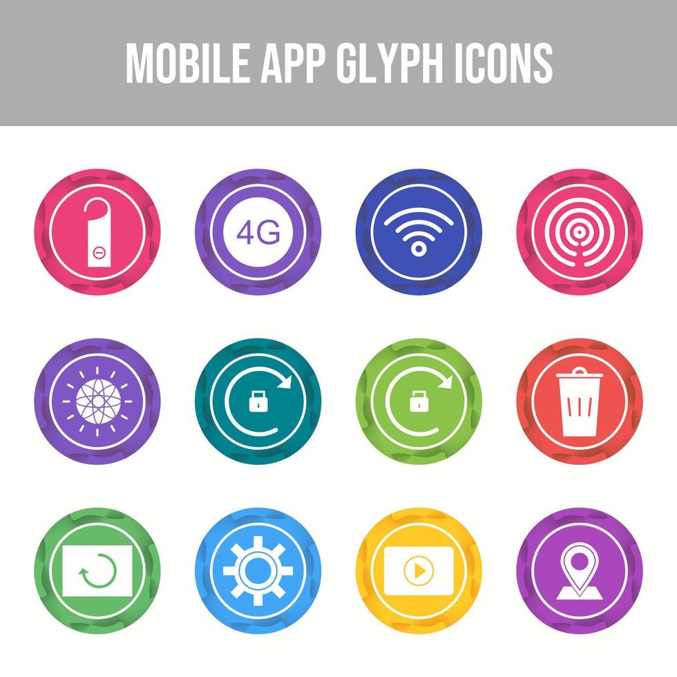 12 Mobile App Vector Icons in One Set