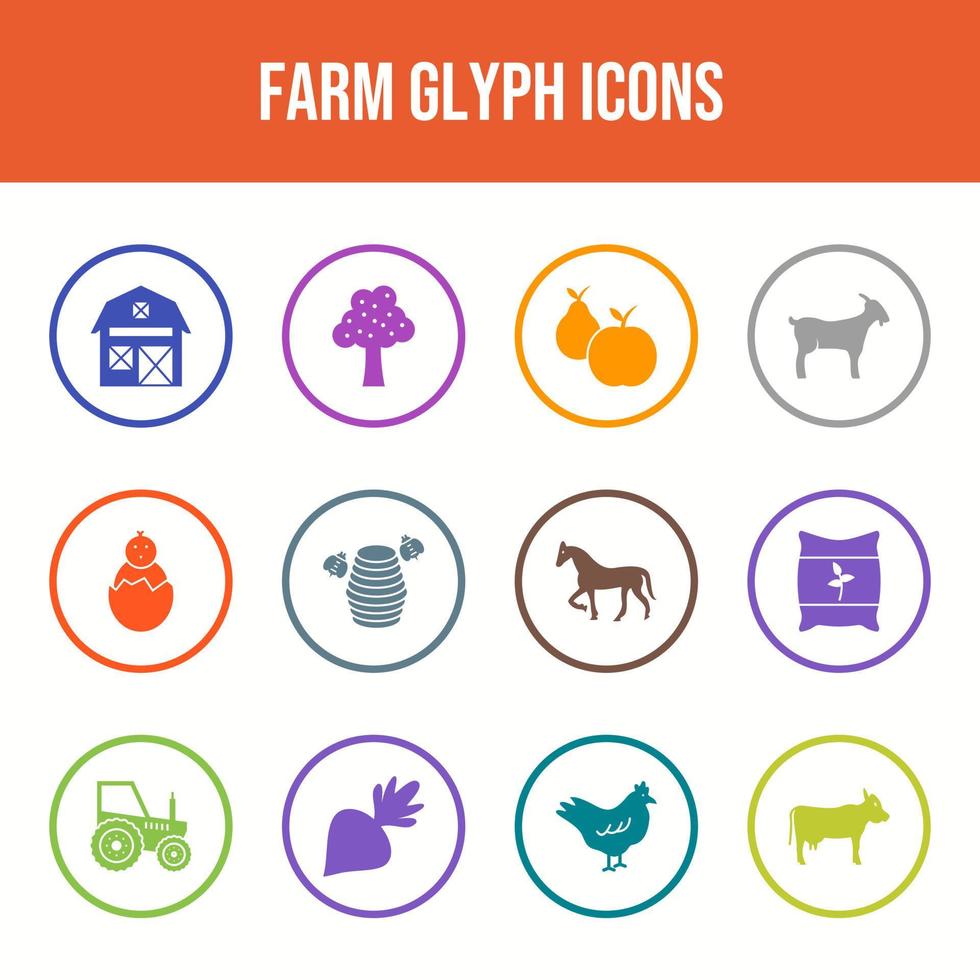 Beautiful Farm vector icon set