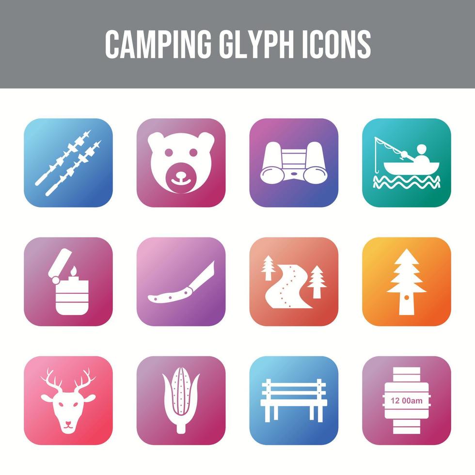 hermoso conjunto de iconos de vector de camping