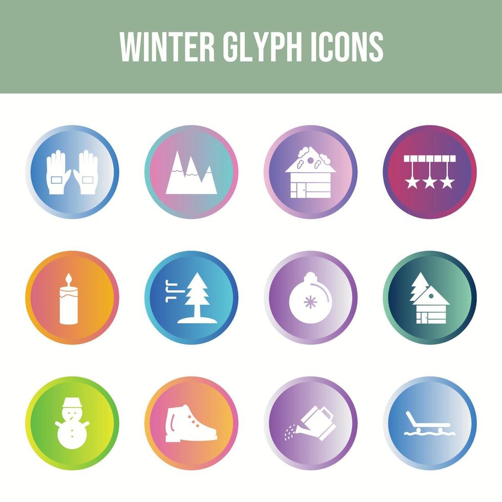 hermoso conjunto de iconos de vector de invierno