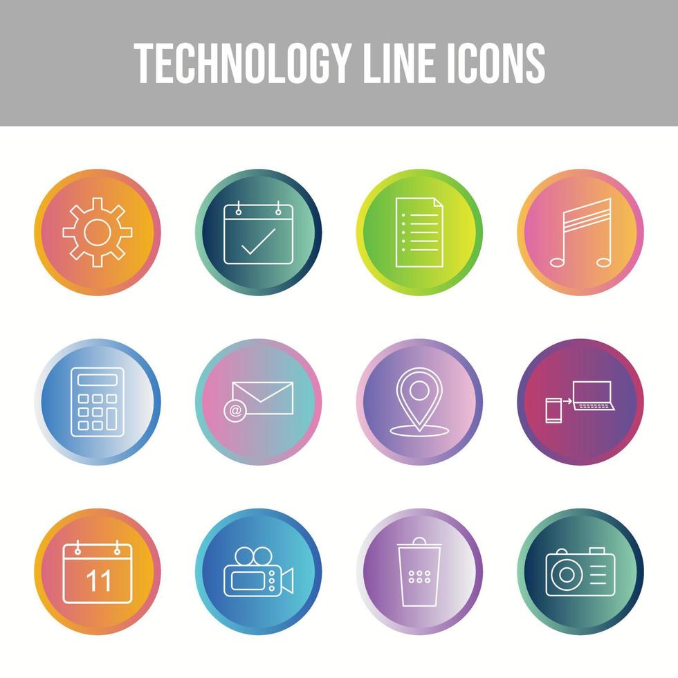 conjunto de iconos de línea de tecnología única vector