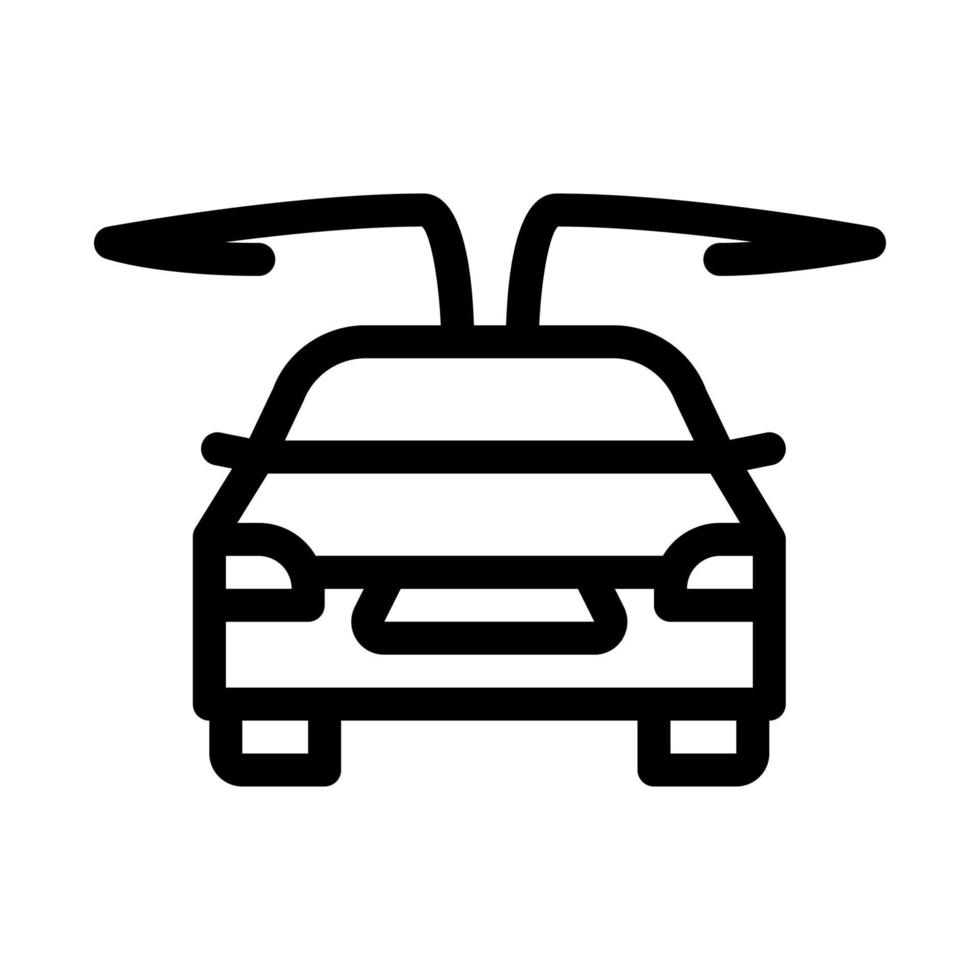 electro car opened doors icon vector outline illustration