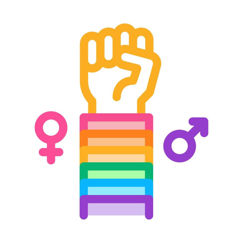 ilustración de contorno de vector de icono de gesto de mano humana lgbt