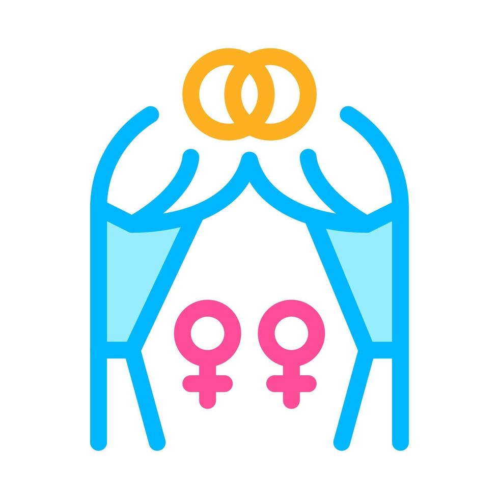 lesbian marriage icon vector outline illustration