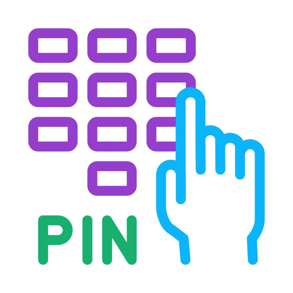 ilustración de contorno de vector de icono de código pin entre
