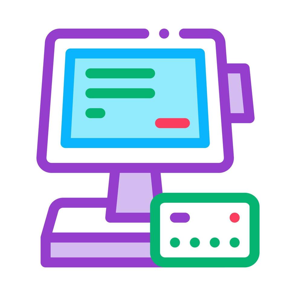 pos terminal display and card icon vector outline illustration