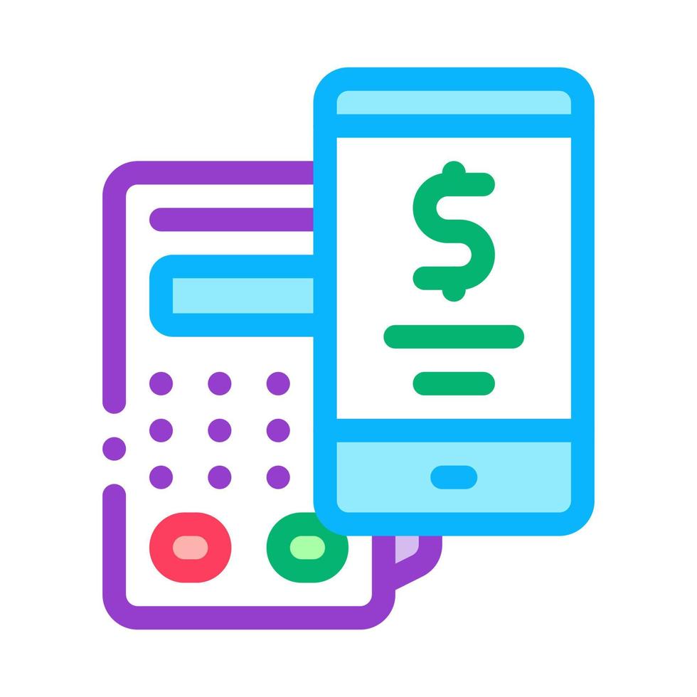 pos terminal smartphone payment app icon vector outline illustration