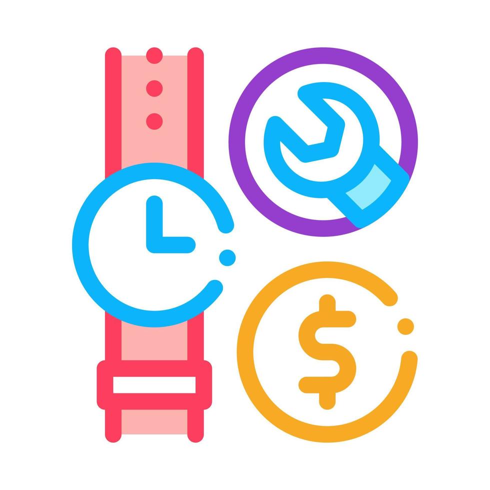 reloj reparación costo icono vector contorno ilustración